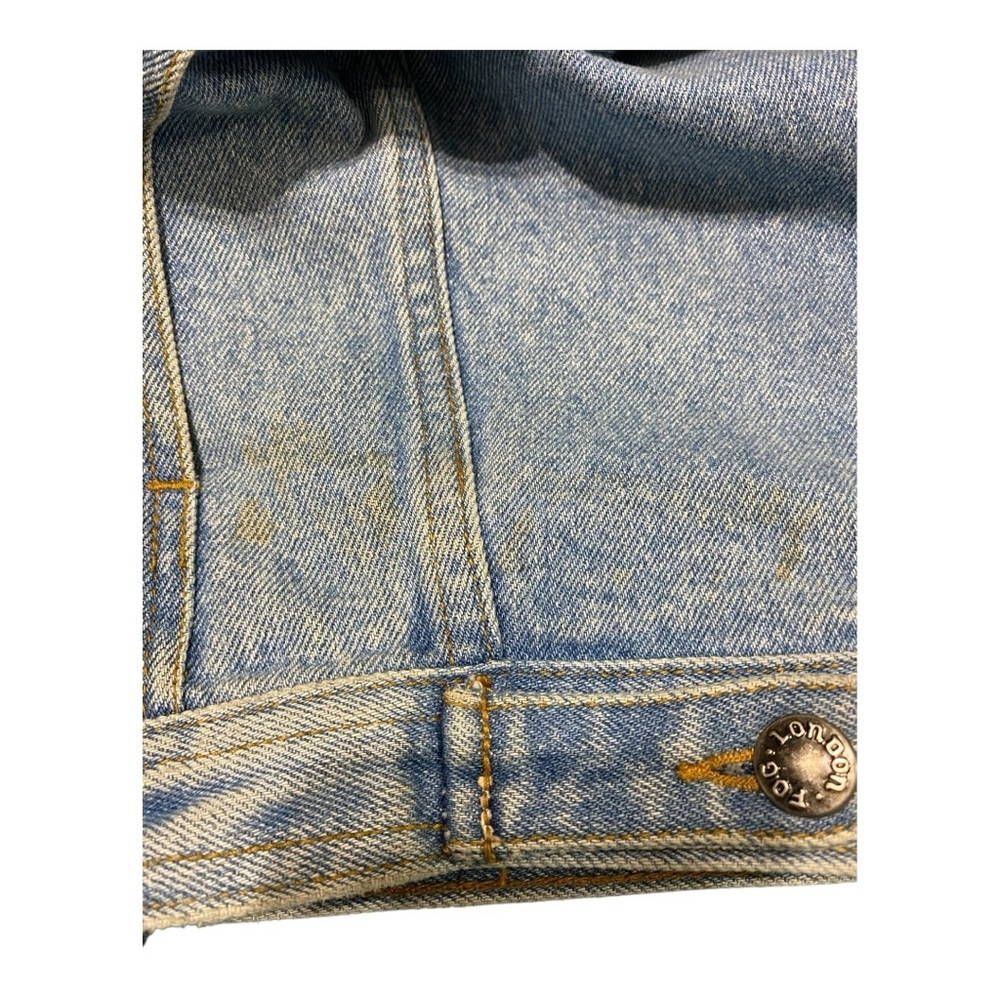 London Fog, Blue Denim Jacket with Brown leather Collar - Picture 14 of 15